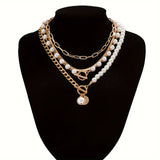 Retro Pärl- och Guldormkedja Halsband Set