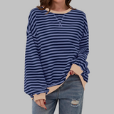 Gessie | Randig Långärmad Sweatshirt Med Rund Halsringning