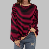 Gessie | Randig Långärmad Sweatshirt Med Rund Halsringning