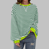 Gessie | Randig Långärmad Sweatshirt Med Rund Halsringning