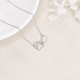 Sterling Silver Halsband med Tassavtryck – Hjärta Kristall Hängsmycke
