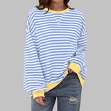 Gessie | Randig Långärmad Sweatshirt Med Rund Halsringning