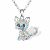 Silver Baby Katt Halsband med Färgglada Zirkonia