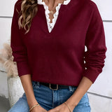 Céline – Knitted blouse with elegant lace collar