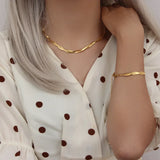 Tidlöst Set med Guldpläterat Halsband och Armband