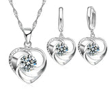 Sterling Silver Heart Necklace and Earrings Set