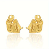 Silver- och Guld Hängande Örhängen