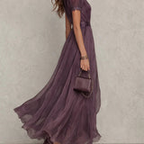 Seraphina - Elegant lila maxi klänning
