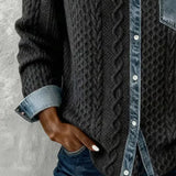 Ambra | Patchwork-tröja med denimdetaljer