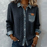 Ambra | Patchwork-tröja med denimdetaljer