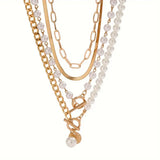 Retro Pärl- och Guldormkedja Halsband Set