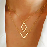 Elegant V-formad hängande halsband med geometrisk stil