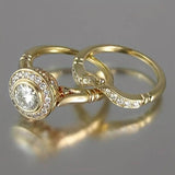 Vintage Guld Ringar Set med Zirkonia