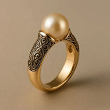 Retro Pärlbesatt Gyllene Ring