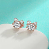 Roséguld Moissanite Katt Stud Örhängen i Silver