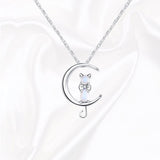 Halvmåne och katt halsband med månsten